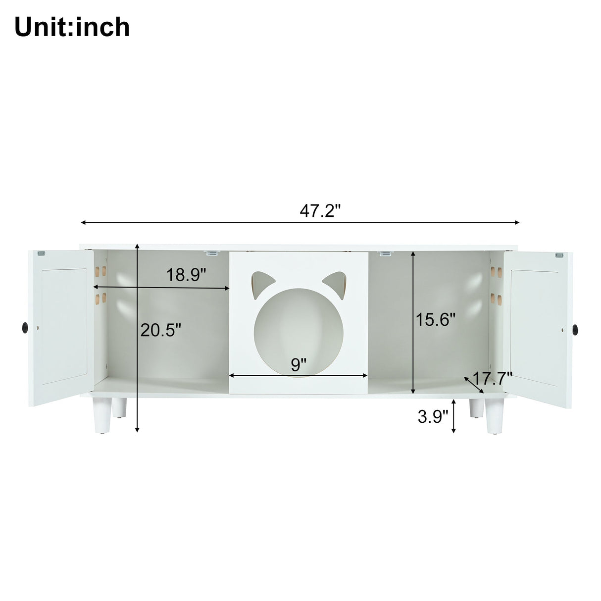 Furniture Style Cat Cabinet Cream White Cat Litter Box