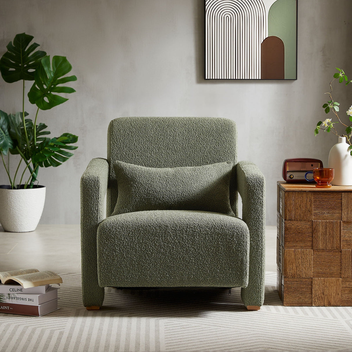 Sleek Right Angle Armrests Armchair with Ergonomic Lumbar Support