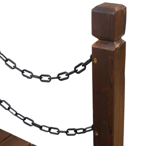 Wooden Arc Footbridge With Chain Railings For Backyard Creek Stained 5 Ft - Brown