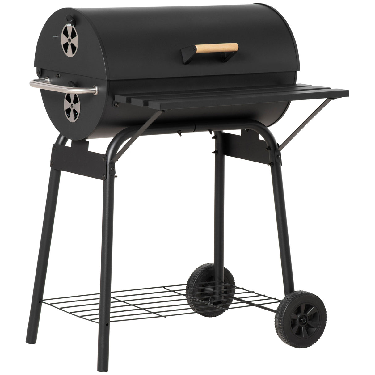 Outsunny-30'-Portable-Barrel-Charcoal-BBQ-Grill,-Steel-Outdoor-Smoker-