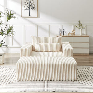 75-Inch Corduroy Sofa Lounge Chair with Removable Footrest