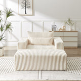 75-Inch Corduroy Sofa Lounge Chair with Removable Footrest