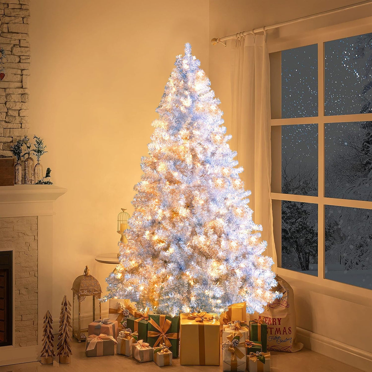 6FT Sliver Pre-Lit Artificial Christmas Tree