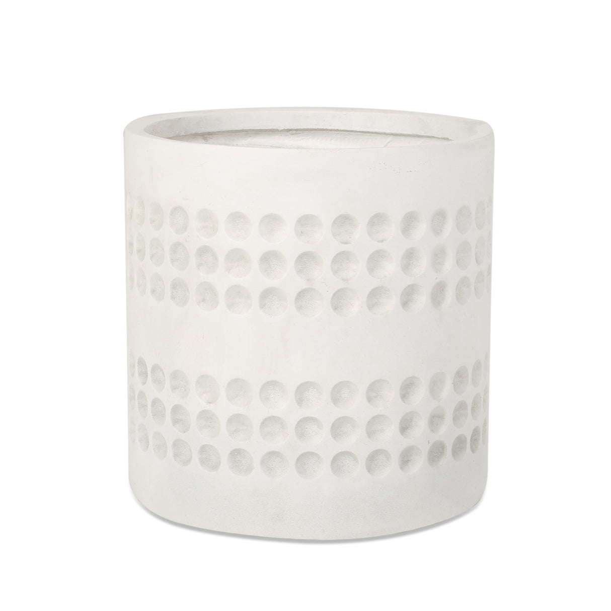 Antique white round planter