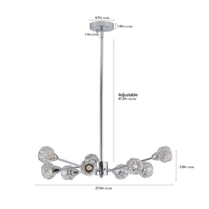 28" Modern Crystal Chandelier with 9 Lights - Chrome