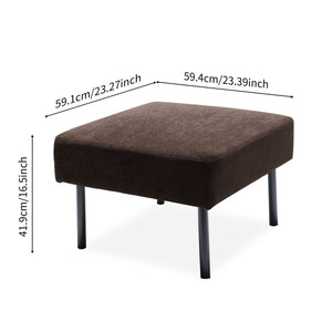 Modern L Shaped 3 Seater Sofa With Ottoman, Upholstered Couch For Small Spaces