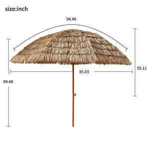 8' Thatched Patio Tiki Umbrella with Tilt - Brown