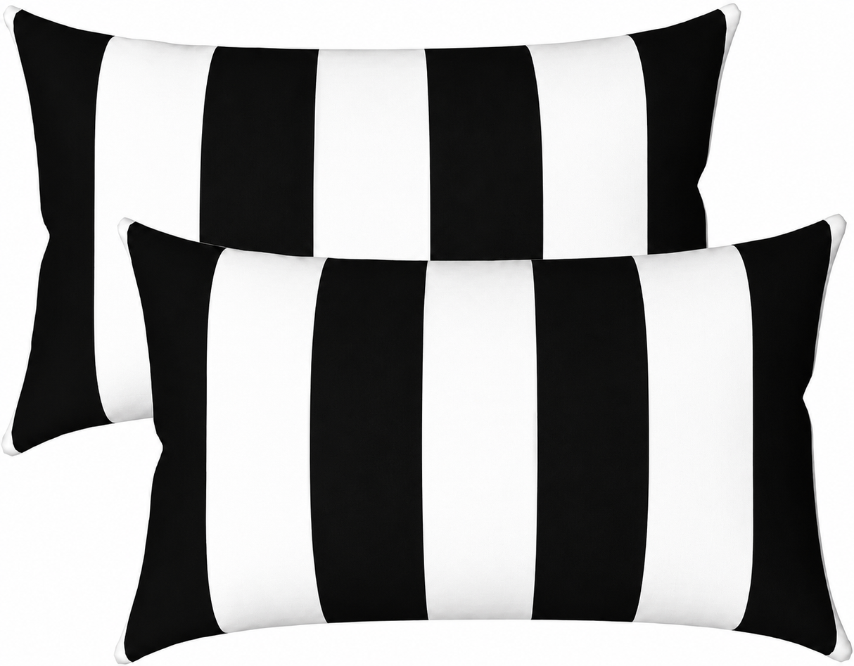 2 Pack Outdoor Lumbar Pillow with Inserts 12x20 Inch