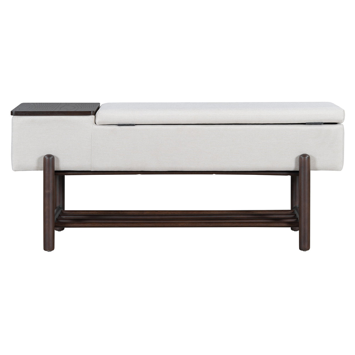 TREXM Farmhouse Upholstered Storage Bench with Hidden Compartment - Espresso