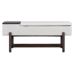 TREXM Farmhouse Upholstered Storage Bench with Hidden Compartment - Espresso