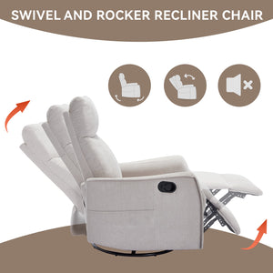 Heat Massage Manual Recliner Chair with Rocker and Swivel
