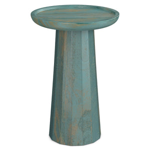Handcrafted Wooden Accent Table with Sculptural Design - Choice of Color
