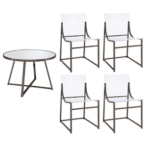 Jillian 5-piece Round Mirror Top Dining Set Black Nickel