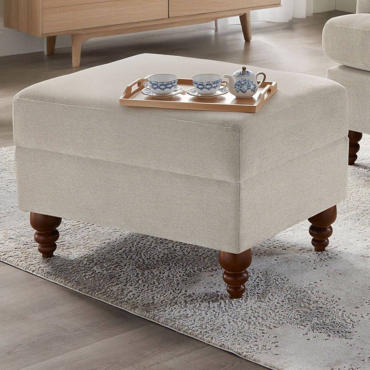 Candor - Ottoman Upholstered Footrest - Beige / Gray
