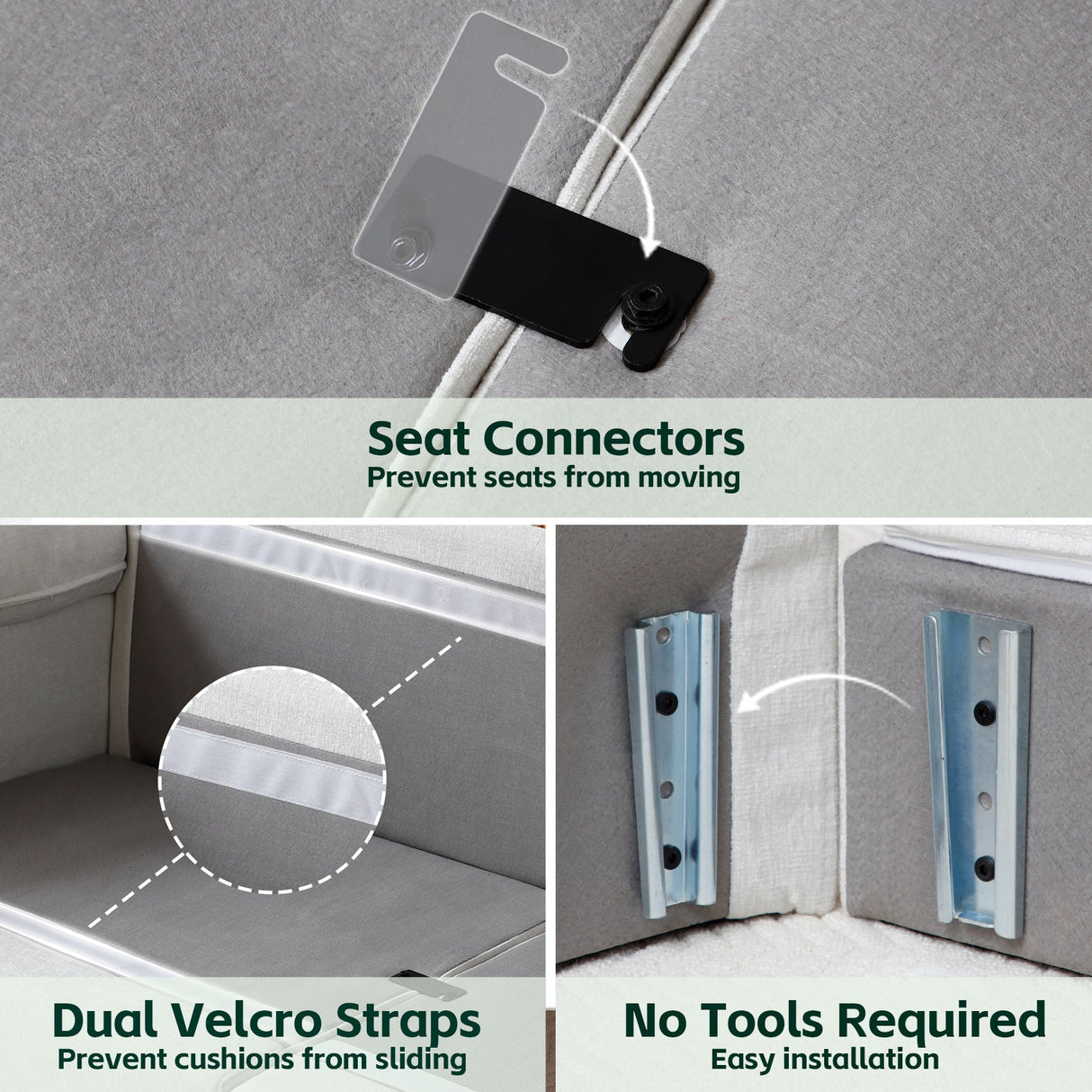 Living Room Furniture Sofa Luxury Couch with Ottoman Soft Chenille Upholstered L Shape Sofa Beige