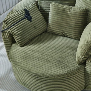 Swivel Accent Barrel Chair With Adjustable Phone Holder, 5 Pillows For Living Room