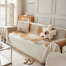 Soft Chenille Tassel Trim Sectional Sofa Protector Couch Covers for Cats Cozy Blanket Sofa Throws