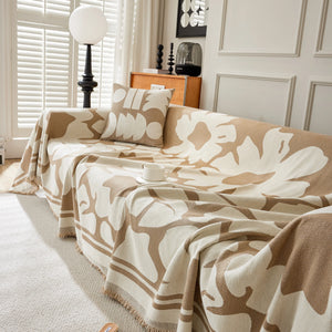 Chenille Floral Soft Thick Reversible Blanket Covers for Couch, Couch Protector Blanket Cover Sofa