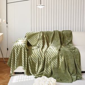 Chenille Thickened Solid Couch Blanket Throws, Reversible Couch Covers for Sectional Couches