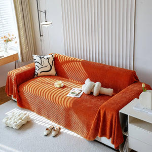 Chenille Thickened Solid Couch Blanket Throws, Reversible Couch Covers for Sectional Couches