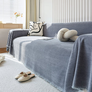 Chenille Thickened Solid Couch Blanket Throws, Reversible Couch Covers for Sectional Couches