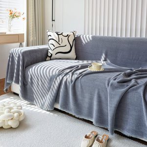 Chenille Thickened Solid Couch Blanket Throws, Reversible Couch Covers for Sectional Couches