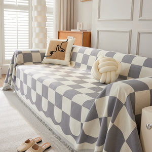 Chenille Plaid Couch Covers for Couches, Sectional Couch Covers, Stylish Sofa Throw Blanket