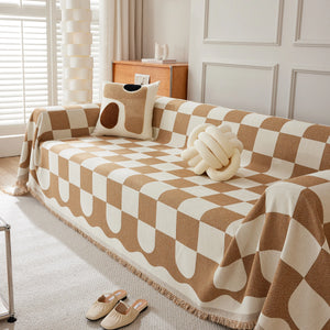 Chenille Plaid Couch Covers for Couches, Sectional Couch Covers, Stylish Sofa Throw Blanket