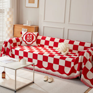 Chenille Plaid Couch Covers for Couches, Sectional Couch Covers, Stylish Sofa Throw Blanket