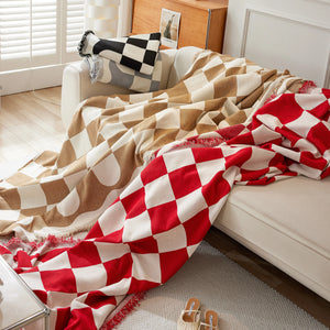 Chenille Plaid Couch Covers for Couches, Sectional Couch Covers, Stylish Sofa Throw Blanket