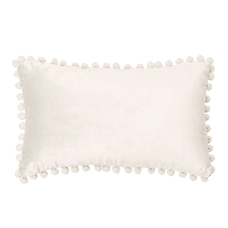 12''x20'' Velvet Pom-Pom lumbar support Throw Pillow | 7 Colors – Soft & Playful Ball Trim Design | Chic Lumbar & Accent Pillow | Insert Included