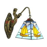 6" Tiffany Style LED Wall Lamp Mermaid Glass Bedroom Living Room Vanity Light