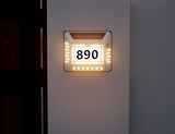 Solar LED Address Sign – Waterproof House Number Plaque, Customizable Numbers & Letters, Auto Dusk-to-Dawn Light, 8.1 x 6.9 Inches