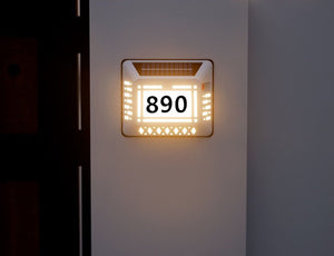 Solar LED Address Sign – Waterproof House Number Plaque, Customizable Numbers & Letters, Auto Dusk-to-Dawn Light, 8.1 x 6.9 Inches