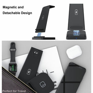 3-in-1 Fast Wireless Charging Stand for Phones, Apple Watch & AirPods