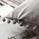 20''x20'' Velvet Pom-Pom Throw Pillow | 7 Colors – Soft & Playful Ball Trim Design | Fun Couch & Bedroom Accent | Insert Included