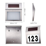 Solar LED Address Sign – Stainless Steel House Number Light with White LEDs, Waterproof, Customizable Numbers & Letters, Auto On/Off, 7.86 x 7.07 Inches