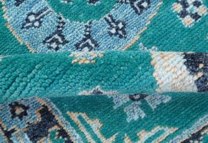 Hand knotted Teal Traditional Khotan Design 4x6 Wool Area Rug