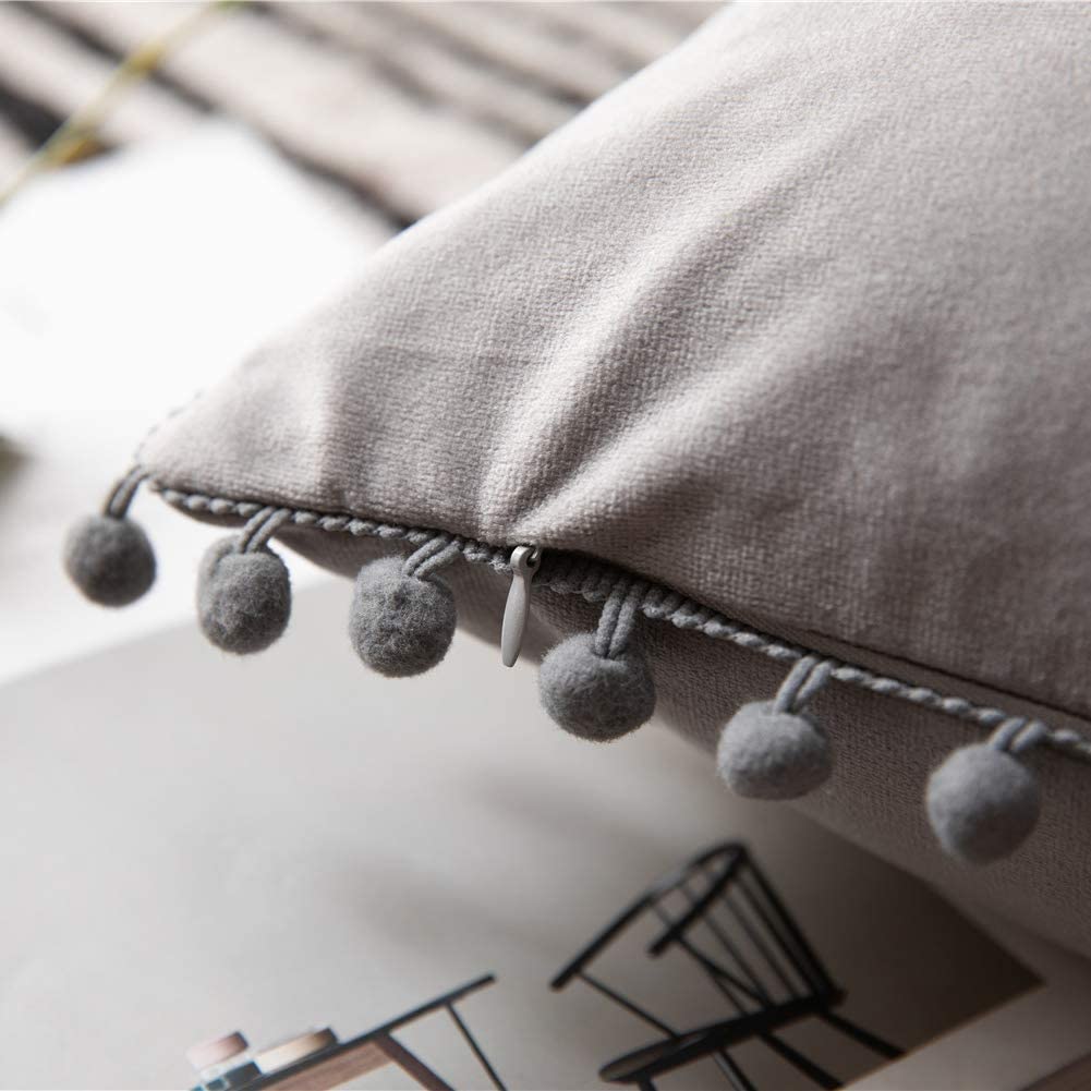 Pompoms Throw Pillows 18"x18", 12"x20" and 20"x20" pack of 2 throw pillows