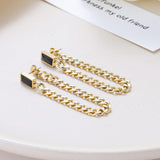 Dangle Chain Earrings with Cubic Zirconia Emerald and Gift Pouch