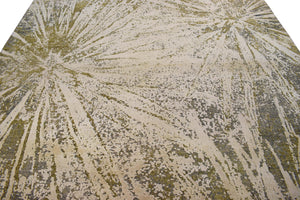 Hand Knotted 8x10 Modern Abstract Beige And Olive Wool Area Rug