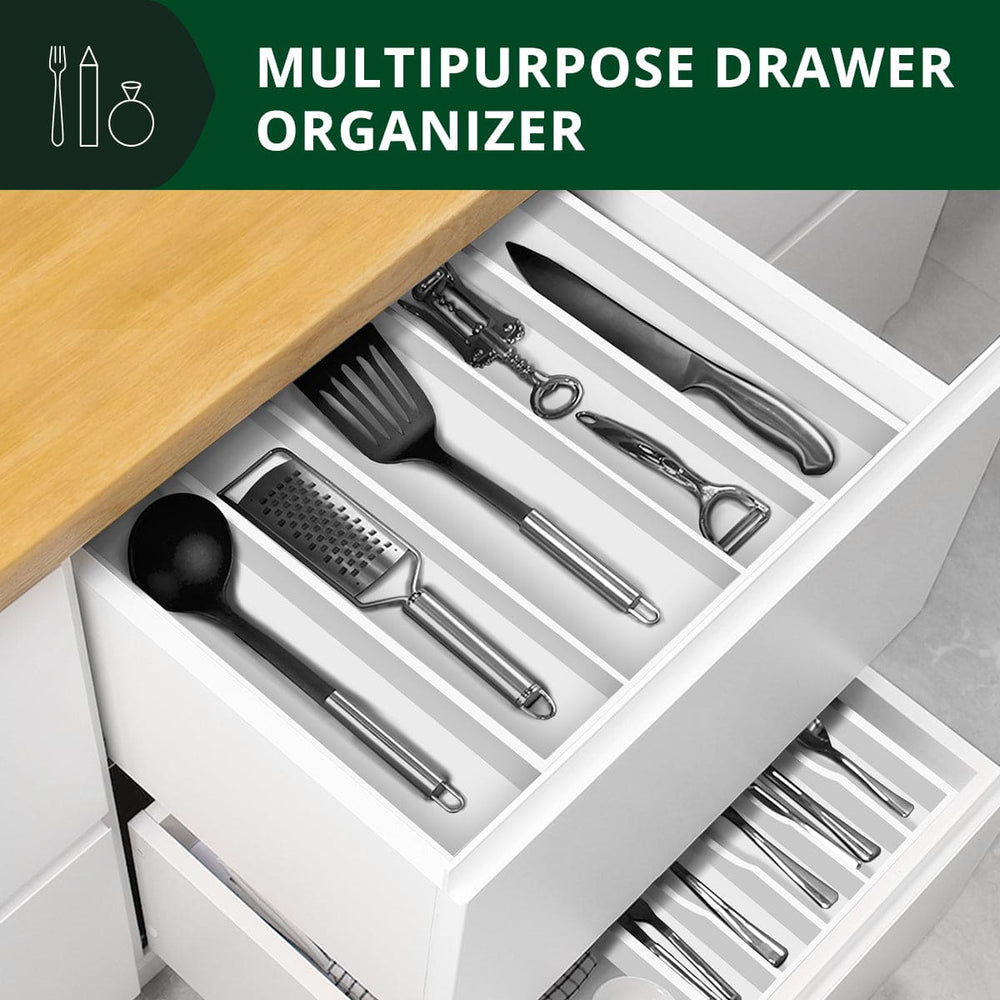 Utensil Drawer Organizer, White (5 Slots)