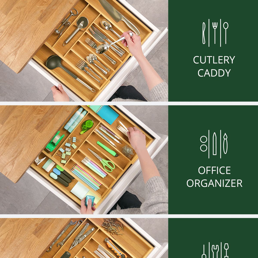 Silverware Drawer Organizer, Natural (9 Slots)