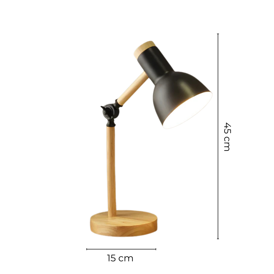 Modern Wood & Metal Adjustable LED Table Lamp E27 Bedside Desk Light