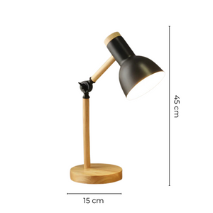 Modern Wood & Metal Adjustable LED Table Lamp E27 Bedside Desk Light