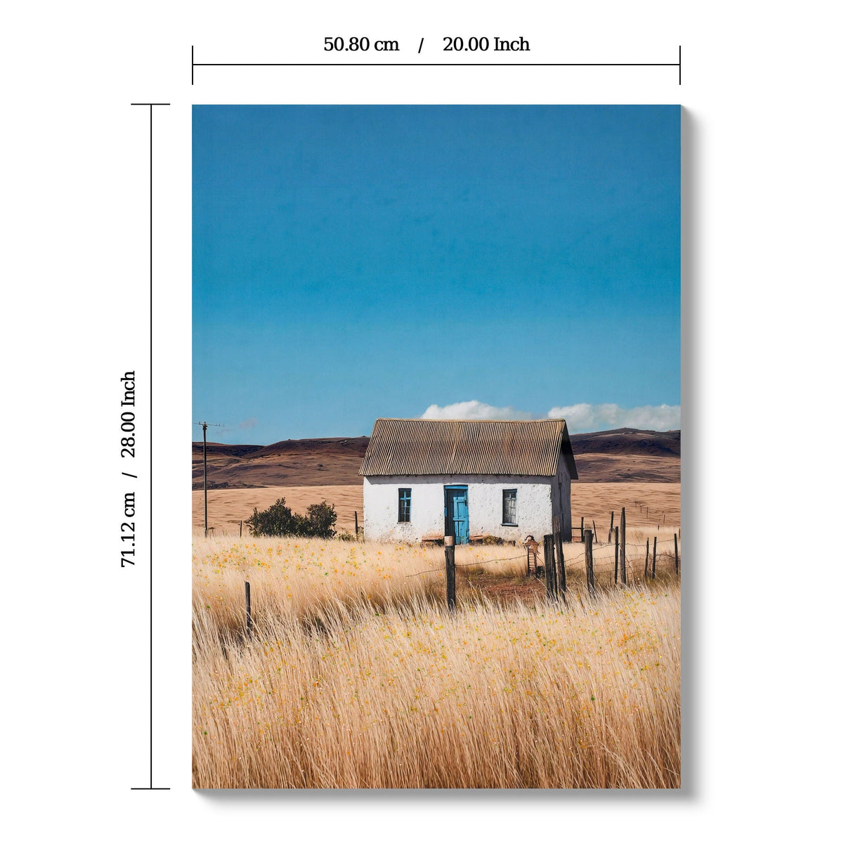 House Barn Picture Wall Art For Home Decor - Natural / Blue