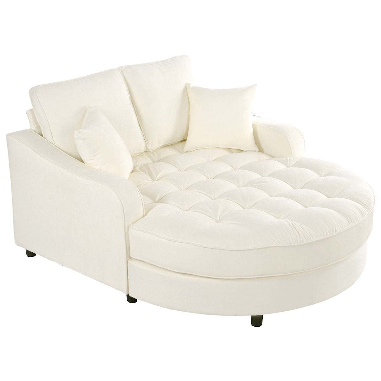 Modern Chaise Lounge Upholstered Sofa Couch With Tufted Seat And Detachable Pillows For Living Room