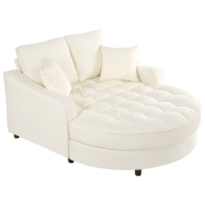 Modern Chaise Lounge Upholstered Sofa Couch With Tufted Seat And Detachable Pillows For Living Room