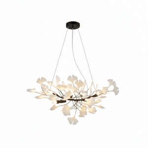 Porcelain Ginkgo Leaf Linear Chandelier with Flexible Branches | Dining Table Light