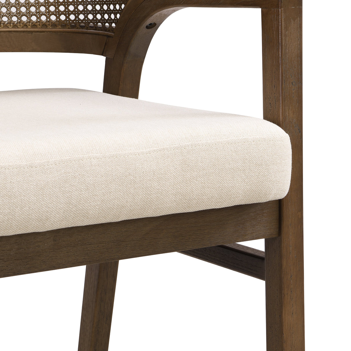 Wooden Frame Dining Chair with Rattan Back, Set of 2